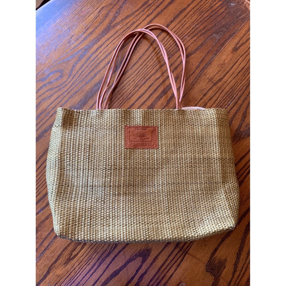 Yucatan Merida Mexico Henequen Straw Tote Bag Green Woven Shoulder Bag Zippered